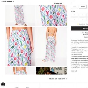 Boden Westbourne Linen Pants, Tropical Bonanza